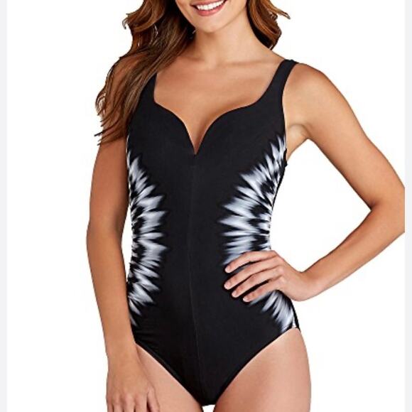Miraclesuit black One-Piece Swimsuit, Sound Waves Temptress, ladies size 10-12 - Picture 1 of 9